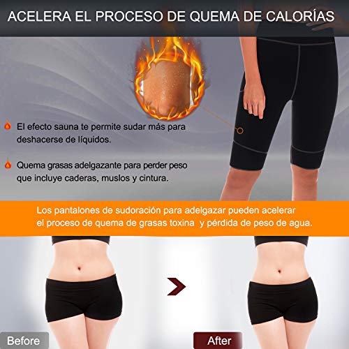 Bingrong Pantalones para Adelgazar Mujer Pantalón de Sudoración Adelgazar Pantalones Cortos de Neopreno térmicos para Ejercicio para Pérdida de Peso Deportivo (Negro, XXX-Large)