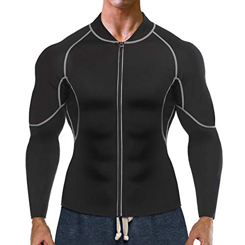 Bingrong Sudoracion Hombre con Cremallera Faja Sauna Deportiva Camiseta Compresion Mangas Largas Trajes para Fitness Sudoración Fajas Hombre Reductora Adelgazante Neopreno Deporte (Negro, Medium) Bingrong Sudoracion Hombre con Cremallera Faja Sauna Deportiva Camiseta Compresion Mangas Largas Trajes para Fitness Sudoración Fajas Hombre Reductora Adelgazante Neopreno Deporte (Negro, Medium)