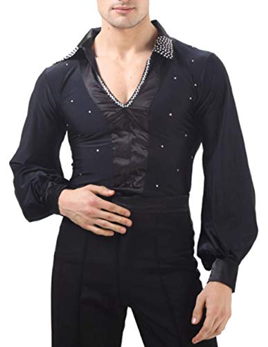 BININBOX Camisa Baile Latino Hombre Ropa Escénica Camisa De Baile Latino Tango Rumba Samba Camisa De Danza Moderna Traje Baile de Salón (Negro, EU M =Fabricante L) BININBOX Camisa Baile Latino Hombre Ropa Escénica Camisa De Baile Latino Tango Rumba Samba Camisa De Danza Moderna Traje Baile de Salón (Negro, EU M =Fabricante L)