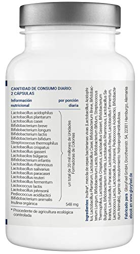 Bio Probióticos Complex - 21 cepas bacterianas MÁS Inulina Bio- 180 cápsulas veganas de liberación prolongada- 20 mil millones UFC- Flora intestinal- Lactobacillus gasseri Bio Probióticos Complex - 21 cepas bacterianas MÁS Inulina Bio- 180 cápsulas veganas de liberación prolongada- 20 mil millones UFC- Flora intestinal- Lactobacillus gasseri