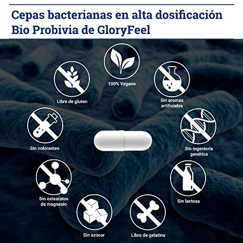 Bio Probióticos Complex - 21 cepas bacterianas MÁS Inulina Bio- 180 cápsulas veganas de liberación prolongada- 20 mil millones UFC- Flora intestinal- Lactobacillus gasseri