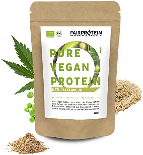 BIO Proteina Vegana en Polvo Neutra/Natural sin soja - 650g de proteína sin edulcorante para la dieta y la construcción de músculo - proteína orgánica en polvo sin azúcar