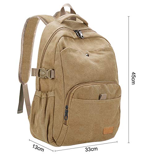Bioasis Mochila de 40L, Unisex Vintage Mochila para Portátil Mochila Vintage Mochila de Lona Retro Mochila para Hombre Deportes al Aire Libre, Caqui Bioasis Mochila de 40L, Unisex Vintage Mochila para Portátil Mochila Vintage Mochila de Lona Retro Mochila para Hombre Deportes al Aire Libre, Caqui