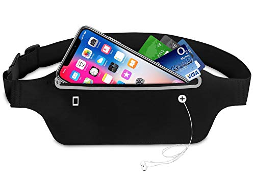 Bioasis Riñonera Deportiva, cinturón de Deporte, Mujer/Hombre, elástica, transporable y Impermeable, con Agujero de Auriculares, para el Correr, Aptitud, Ciclismo