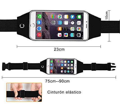 Bioasis Riñonera, Riñonera Deportiva con Bandas contra el Sudor, Riñonera Cinturón Running Impermeable con Ventana Transparente para Correr Caminar Fitness Viaje o al Aire Libre Bioasis Riñonera, Riñonera Deportiva con Bandas contra el Sudor, Riñonera Cinturón Running Impermeable con Ventana Transparente para Correr Caminar Fitness Viaje o al Aire Libre