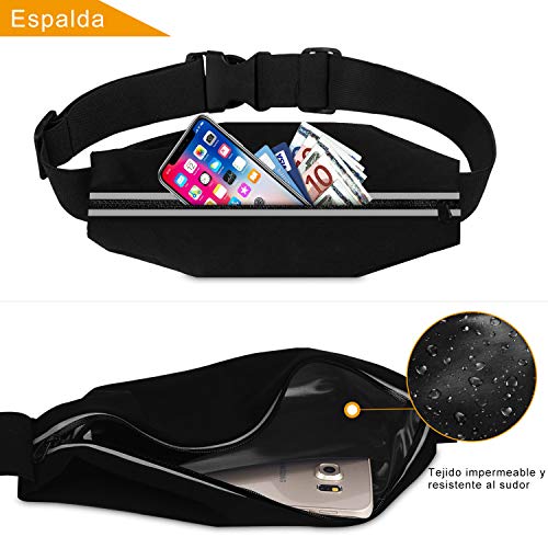 Bioasis Riñonera, Riñonera Deportiva con Bandas contra el Sudor, Riñonera Cinturón Running Impermeable con Ventana Transparente para Correr Caminar Fitness Viaje o al Aire Libre Bioasis Riñonera, Riñonera Deportiva con Bandas contra el Sudor, Riñonera Cinturón Running Impermeable con Ventana Transparente para Correr Caminar Fitness Viaje o al Aire Libre