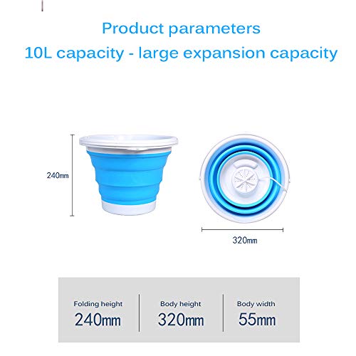 BIOBEY Mini Lavadora Portátil Mini Turbo Plegable Bañera de Lavandería Ultrasónica, Ajuste de 4 velocidades, Ahorro de energía de agua, Alimentado por USB, para Apartamentos Dormitorios