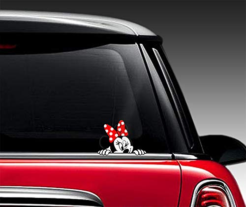 Biomar Labs® 1 x Pegatina Vinilo Autoadhesivo Divertido Minnie Mouse Etiqueta Dibujos Animados Sticker Coche Car Moto Ventana Puerta Casco Scooter Bici Motocicleta Tuning B 246