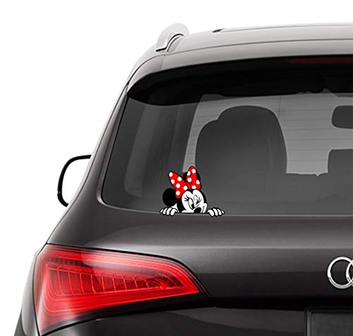 Biomar Labs® 1 x Pegatina Vinilo Autoadhesivo Divertido Minnie Mouse Etiqueta Dibujos Animados Sticker Coche Car Moto Ventana Puerta Casco Scooter Bici Motocicleta Tuning B 246