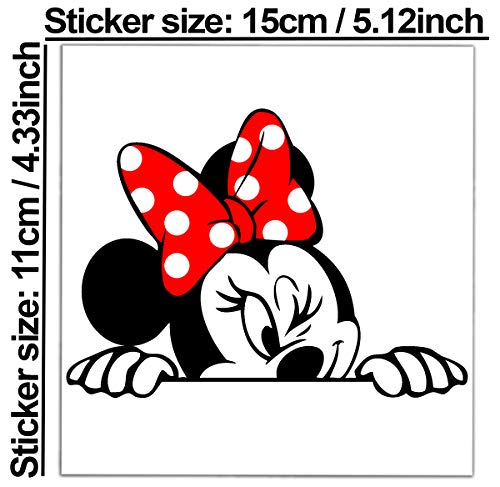 Biomar Labs® 1 x Pegatina Vinilo Autoadhesivo Divertido Minnie Mouse Etiqueta Dibujos Animados Sticker Coche Car Moto Ventana Puerta Casco Scooter Bici Motocicleta Tuning B 246