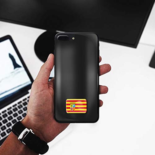 Biomar Labs® 2 x 3D Gel Pegatinas Siliconas Comunidad de España Aragón Bandera Emblema Aragonesa Español Stickers Zaragoza Spain Flag Adhesivos Auto Coche Moto Bicicleta Ordenador F 87