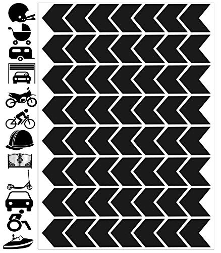 Biomar Labs® 56pcs Negro Kit de Pegatina Cinta de Advertencia Flecha de Seguridad Reflectiva Reflectante Vinilo Adhesivo Coches Cascos Motos Ciclomotores Bicicletas Ordenador Portátil D 50