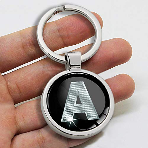 Biomar Labs® Llavero con Iniciales Personalizadas del Alfabeto de Metal en 3D, Plata para Hombres y Mujeres, Regalo de la Letra A KK 1