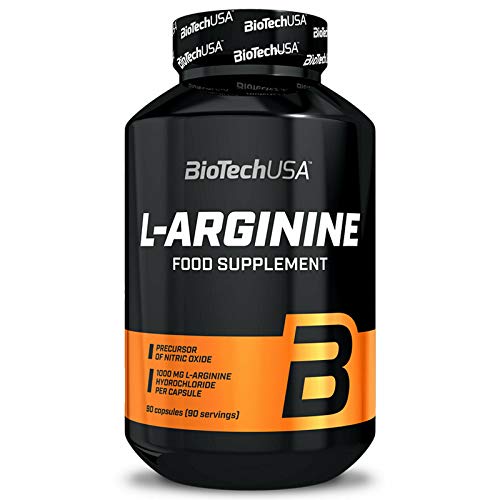 BIOTECH USA L-ARGININE 90 Cápsulas | 1,650 mg por porción | Bombas musculares y crecimiento muscular | Complemento alimenticio | NO Booster