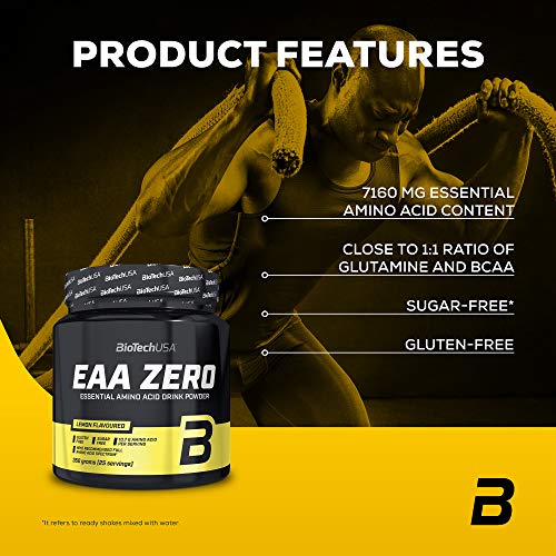 BioTechUSA EAA Zero Suplemento dietético con sabor, bebida en polvo con aminoácidos esenciales, L-glutamina y edulcorantes, 350 g, Limón BioTechUSA EAA Zero Suplemento dietético con sabor, bebida en polvo con aminoácidos esenciales, L-glutamina y edulcorantes, 350 g, Limón