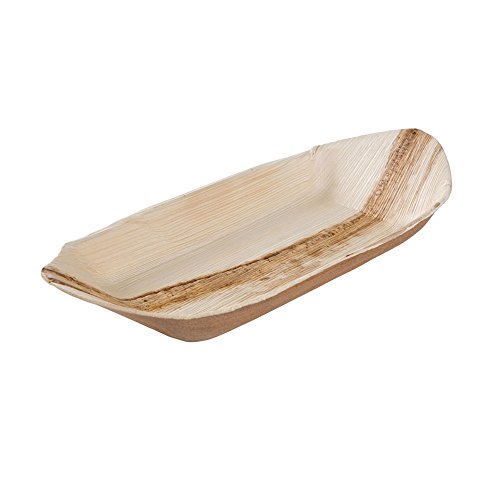 BIOZOYG Palmware - Cuenco Hoja de Palma para Aperitivos I vajilla desechable Biodegradable y compostable I Cuencos para Servir Salsa Aperitivos y mas I 25 Piezas Cuenco Fiesta Tipo Barco 30 cm