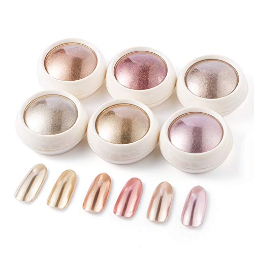 BISHENG 6 Caja de Oro Rosa Cromo Puro Efecto Espejo Mágico para Decoración de Uñas