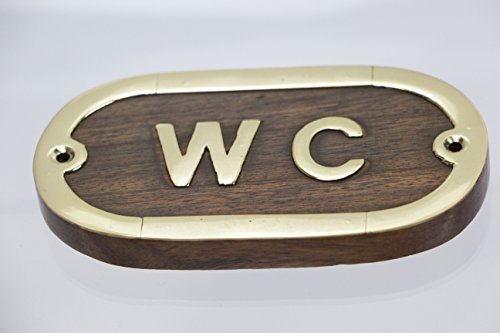 Bitacora WC Letrero Placa Madera Latón Barco Puerta Decoración Naútica