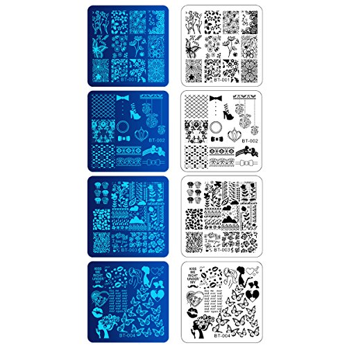 Biutee Set de Stamping Nail Art 12 Pcs Plantillas para Uñas +1pcs Estampador+1pcs Raspador +1 Pcs Bolso Para Placa