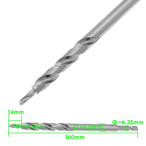 BIYM - Juego de 2 Brocas HSS Twist Step de 1/4 Pulgadas Hex y Cola Recta con Tope de Llave de Cuello