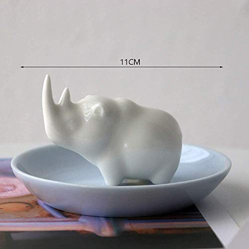 Bjimn Cerámica rinoceronte porcelana baratijas trinket plato tenedor navidad decoración ornamento moneda llave pendientes pendientes pulseras anillo placas de almacenamiento casero decoración ornament Bjimn Cerámica rinoceronte porcelana baratijas trinket plato tenedor navidad decoración ornamento moneda llave pendientes pendientes pulseras anillo placas de almacenamiento casero decoración ornament