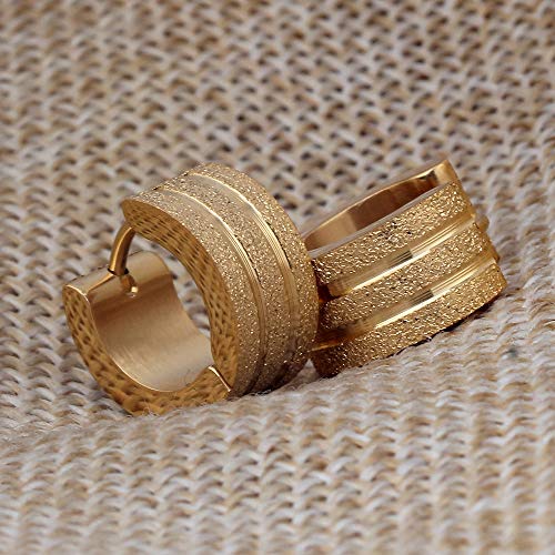 BJINUIY Aretes Personalizados de Titanio Mate de Acero, exquisitos aretes de Acero Inoxidable Arenado con Ranura, Ambiente de Alta Gama, le Permiten sentirse Seguro de Oro BJINUIY Aretes Personalizados de Titanio Mate de Acero, exquisitos aretes de Acero Inoxidable Arenado con Ranura, Ambiente de Alta Gama, le Permiten sentirse Seguro de Oro