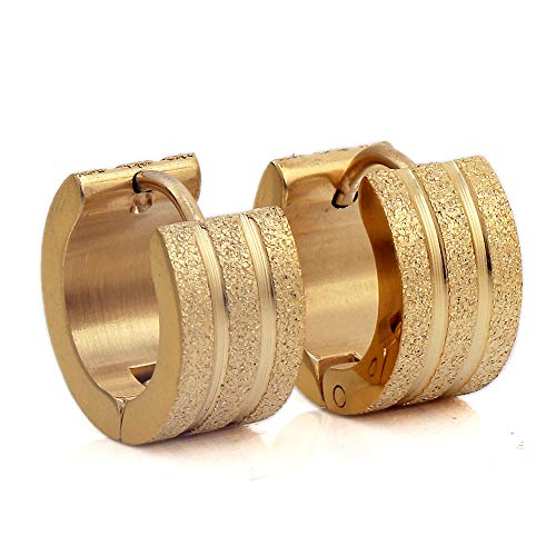 BJINUIY Aretes Personalizados de Titanio Mate de Acero, exquisitos aretes de Acero Inoxidable Arenado con Ranura, Ambiente de Alta Gama, le Permiten sentirse Seguro de Oro BJINUIY Aretes Personalizados de Titanio Mate de Acero, exquisitos aretes de Acero Inoxidable Arenado con Ranura, Ambiente de Alta Gama, le Permiten sentirse Seguro de Oro