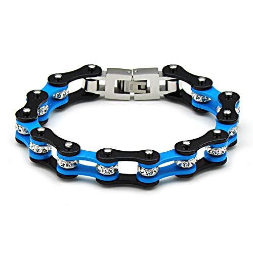 BJINUIY Exquisita Pulsera de Locomotora de Acero Inoxidable, Color de Acero de Titanio, joyería de Diamantes de Barro de Arcilla dominante 20 * 1.0 cm Diamante Negro Azul y Blanco BJINUIY Exquisita Pulsera de Locomotora de Acero Inoxidable, Color de Acero de Titanio, joyería de Diamantes de Barro de Arcilla dominante 20 * 1.0 cm Diamante Negro Azul y Blanco