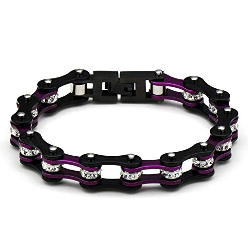 BJINUIY Exquisita Pulsera de Locomotora de Acero Inoxidable, Color de Acero de Titanio, joyería de Diamantes de Barro de Arcilla dominante 20 * 1.0 cm de Diamante Blanco púrpura Negro BJINUIY Exquisita Pulsera de Locomotora de Acero Inoxidable, Color de Acero de Titanio, joyería de Diamantes de Barro de Arcilla dominante 20 * 1.0 cm de Diamante Blanco púrpura Negro