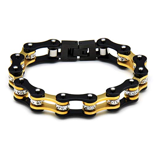 BJINUIY Exquisita Pulsera de Locomotora de Acero Inoxidable, Color de Acero Titanio, joyería de Diamantes de Barro de Arcilla dominante 20 * 1.0 cm de Oro Blanco y Diamante Blanco BJINUIY Exquisita Pulsera de Locomotora de Acero Inoxidable, Color de Acero Titanio, joyería de Diamantes de Barro de Arcilla dominante 20 * 1.0 cm de Oro Blanco y Diamante Blanco