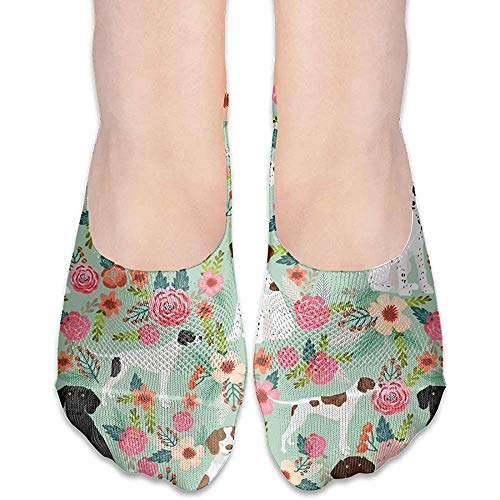 BK Creativity Calcetines,Cojín Unisex Algodón Atlético Antideslizante Corte Bajo Forro Plano Calcetines Sin Espectáculo - Puntero Inglés Florals Reducido 3,20Cm