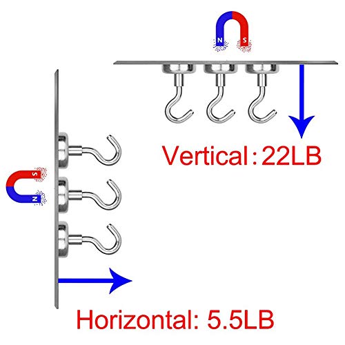 Bkinsety Pack de 12 Gancho Magnético ,Super fuerte Neodimio Gancho Magnético 5.5 kg de Fuerza 16mm de Diámetro