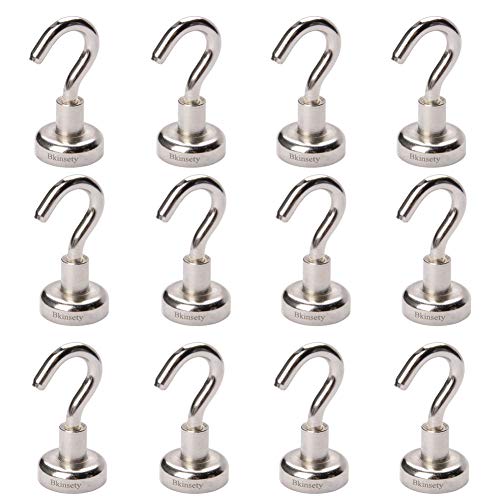 Bkinsety Pack de 12 Gancho Magnético ,Super fuerte Neodimio Gancho Magnético 5.5 kg de Fuerza 16mm de Diámetro Bkinsety Pack de 12 Gancho Magnético ,Super fuerte Neodimio Gancho Magnético 5.5 kg de Fuerza 16mm de Diámetro