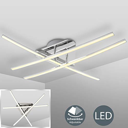 B.K.Licht Lámpara de techo LED 3x8W, Color níquel mate, 3 placas de luz, Lampara de salón moderna en metal y plástico, 230 V, IP20