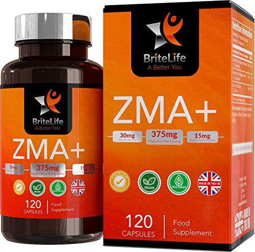 BL ZMA+ Suplemento | Con Magnesio, Zinc y Vitamina B6 para Dormir y Deporte | 120 Capsulas Veganas | Envasado en Instalaciones con Licencia ISO en el RU | Sin Gluten, OGM o Lácteos