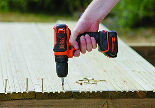 BLACK+DECKER BDCDD12-QW - Taladro Atornillador sin Cable 10.8V, 540W, incluye batería de litio