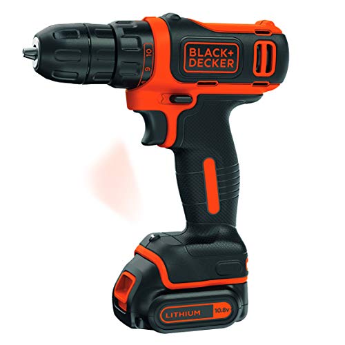 BLACK+DECKER BDCDD12-QW - Taladro Atornillador sin Cable 10.8V, 540W, incluye batería de litio