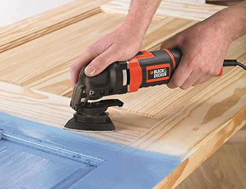 BLACK+DECKER MT300KA-QS Multiherramienta oscilante 300 W con 5 acoplamientos, 6 Hojas de Lija y maletín, 230 V