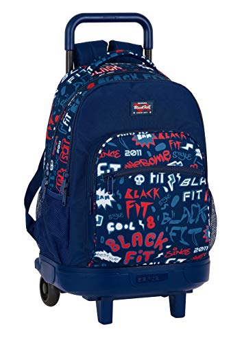 Blackfit8 Mochila Grande Con Ruedas Compact Extraíble Reciclable Letters, 330x220x450mm