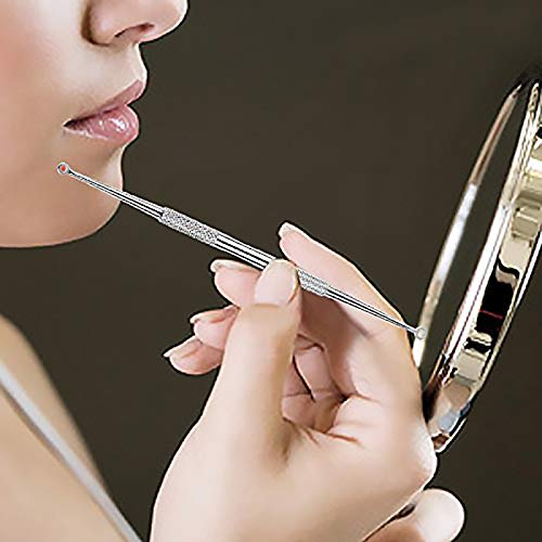 Blackhead Remover Dermatologist Grade Kit - acero inoxidable limpiador acné espinilla Pin Spot Extractor (Silver)