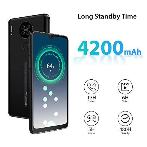 Blackview A80 Moviles Libres 4G Android 10 GO con 6.21" HD+ Water-Drop Screen, Cámara Trasera Cuádruple 13MP, Teléfono Móvil 2GB+16GB (SD 128GB), Batería 4200mAh Smartphone Libre, Face ID/GPS-Negro Blackview A80 Moviles Libres 4G Android 10 GO con 6.21" HD+ Water-Drop Screen, Cámara Trasera Cuádruple 13MP, Teléfono Móvil 2GB+16GB (SD 128GB), Batería 4200mAh Smartphone Libre, Face ID/GPS-Negro