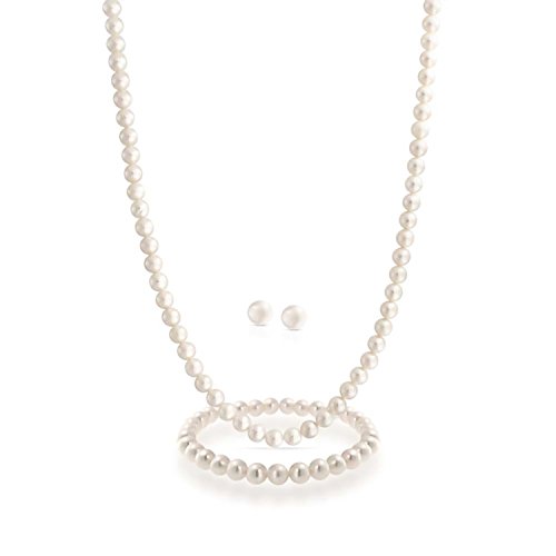 Blanco Aqua Fresca Culturada Perla Anudadas A Mano Collar Pulsera Pendientes De Bola 3Pcs Joyas Juego Para Mujer