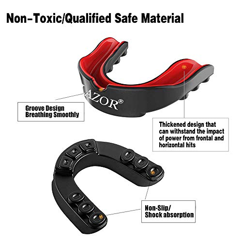 BLAZOR Protección bucal Boxeo, mouthguard para MMA, Rugby, Muay Thai, Hockey, Judo, Karate, Artes Marciales y Todos los Deportes de Contacto,Gum Shield Mouth Guard protección Superior y Ajuste cómodo