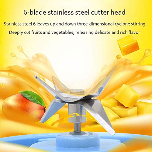 Blender portátil, máquina mezcladora de frutas de mano de 300 ml Máquina de mezclador récordable, fabricante de batidos con 6 cuchillas de acero inoxidable, licuadora de mini fruta for el hogar, ofici