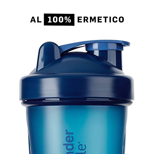 BlenderBottle Classic Botella de agua | Botella mezcladora de batidos de proteínas | con batidor Blenderball | libre de BPA | 820ml - Navy