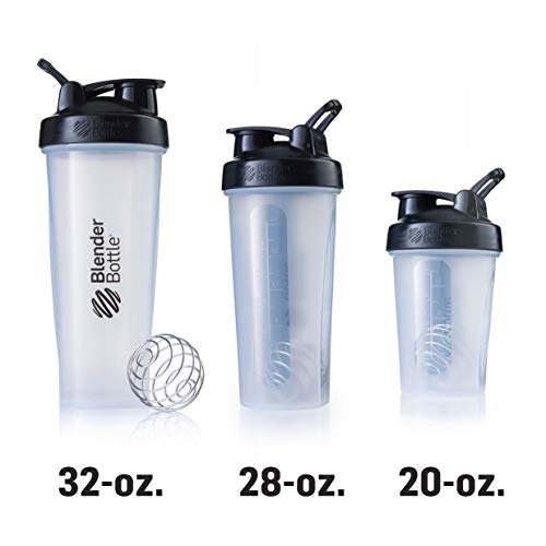 BlenderBottle Classic Loop - Botella Mezcladora de Batidos de proteínas con batidor Blenderball, Negro, 590ml