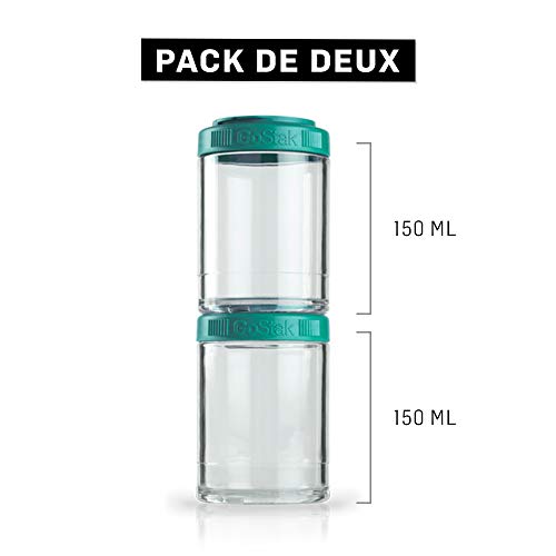 BlenderBottle GoStak 2Pak, Contenedor de suplementos alimenticios, teal, Pak de (2x150ml) BlenderBottle GoStak 2Pak, Contenedor de suplementos alimenticios, teal, Pak de (2x150ml)