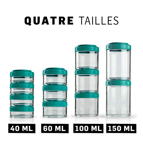 BlenderBottle GoStak 2Pak, Contenedor de suplementos alimenticios, teal, Pak de (2x150ml)