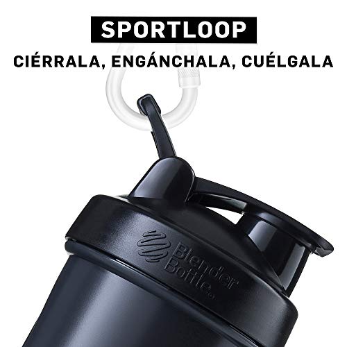 BlenderBottle ProStak Full Color Botella de Agua y Accesorios, Unisex Adulto, Negro, 450 ml