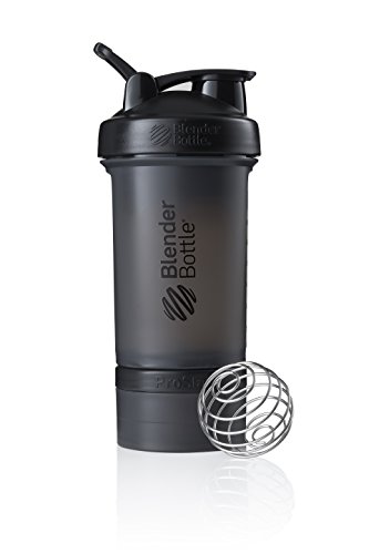 BlenderBottle ProStak Full Color Botella de Agua y Accesorios, Unisex Adulto, Negro, 450 ml